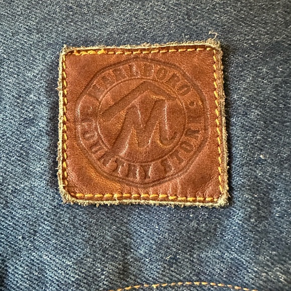 1970s Marlboro Country Store Denim Jacket Leather Collar - Picture 4 of 6